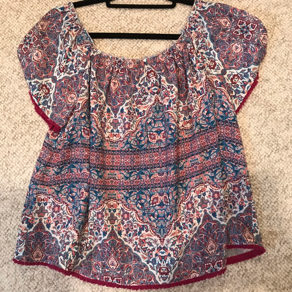Multicolored Off The Shoulder Top